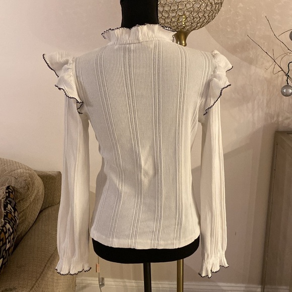 Sandro Cotton Rich Ruffled Top Women's Size medium - Picture 5 of 8